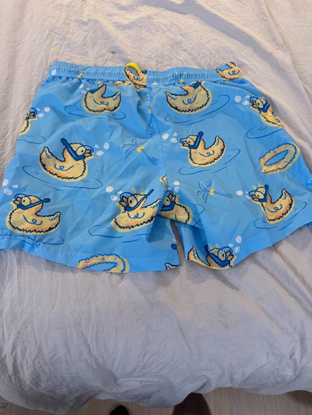 Maamgic Mens Swim Trunks M Blue Yellow Duck Print